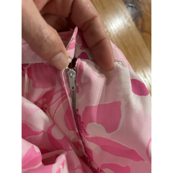 Vintage Lilly Pulitzer Pink Floral Maxi Skirt Cruise Beach Vacation Eyelet Trim - Picture 7 of 8